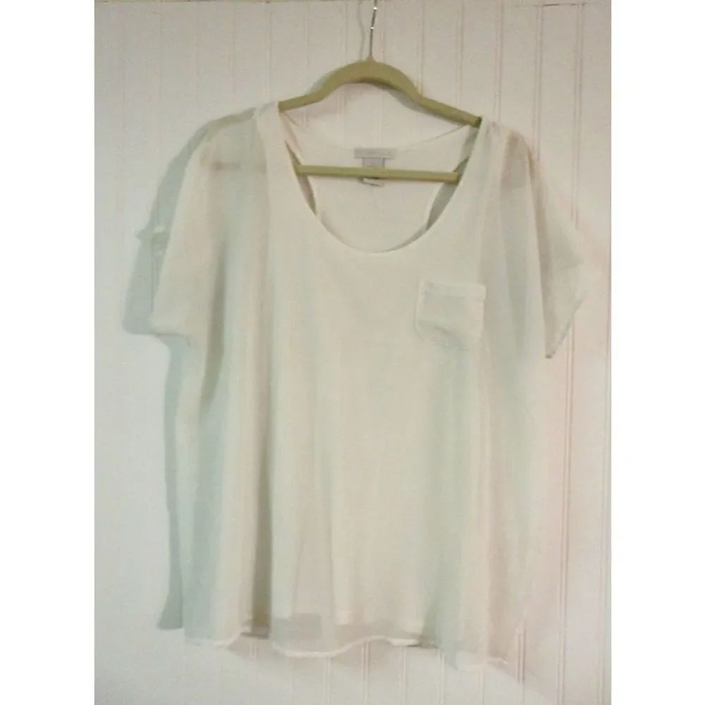 Design history 2 layer top blouse w/knit tank sz Large
